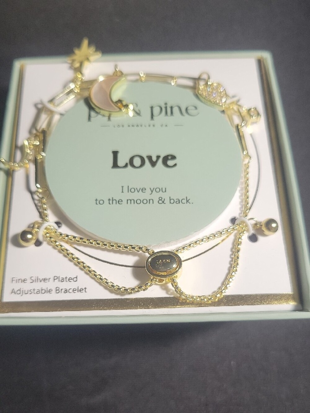 Bracelet - Silver Plated Adjustable/Moon & Stars